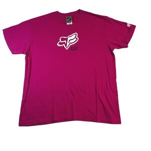 Y2K 00s Vintage Fox Racing Men XXL Magenta Pink Fox Graphic T-Shirt Motocross